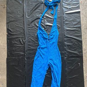 Fashion Nova Bright Blue Flair Jumpsuit